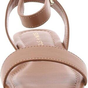 Sun + Stone Womens Quebecc Faux Leather Ankle Strap Brown 9.5 Medium (B,M)